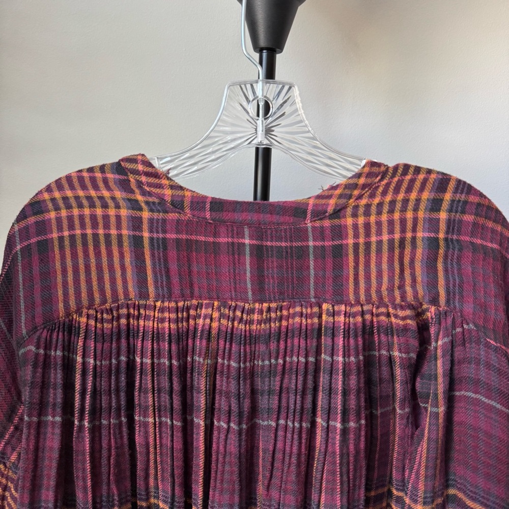 Free People Plaid Slouchy Oversized Top - Picture 8 of 11